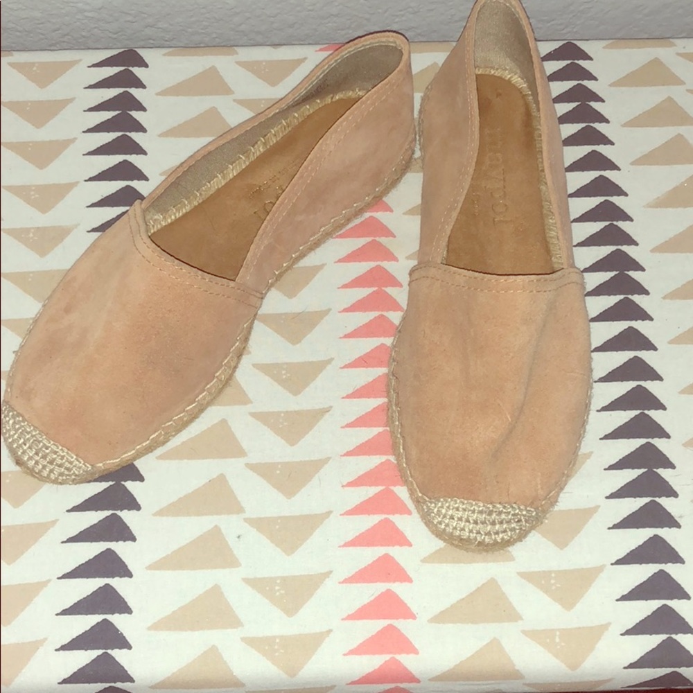 Maypol made in Spain tan suede espadrille flats.